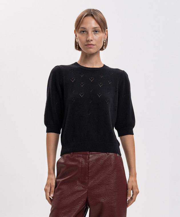 Twinset Черный топ с кашемиром 262TP3020 изображение 3