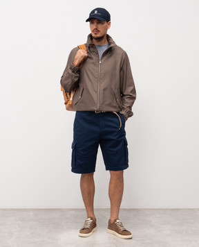 Brunello Cucinelli Синяя футболка с леном M2L00340