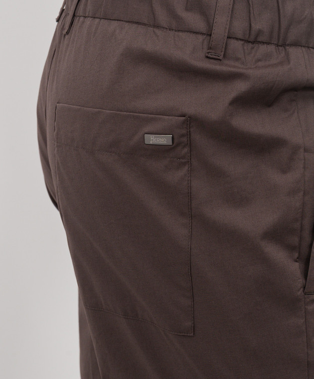 Herno Коричневые брюки с металлической пластиной с логотипом PT000166U13164Z изображение 5