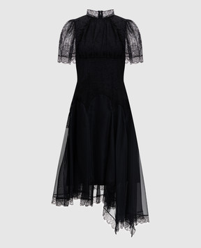 Alexander McQueen Чорна сукня міді з мереживом 843633QZAPW