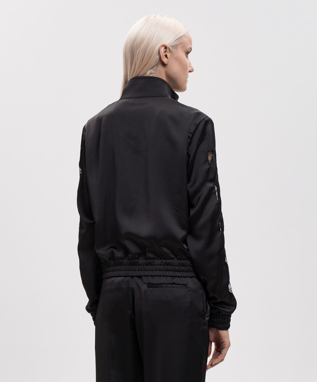Off-White Черная спортивная куртка с кружевом 2FB00651T изображение 4