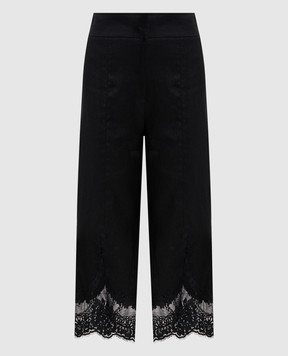 Twinset Чорні штани з льону з мереживом 261TT2184