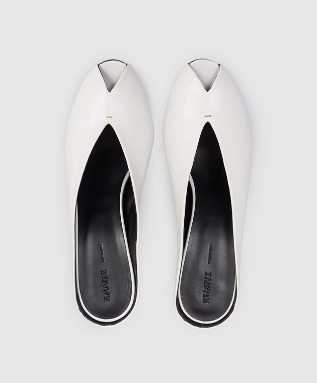 Khaite Белые кожаные мюли Cloak peep F6025942 изображение 4