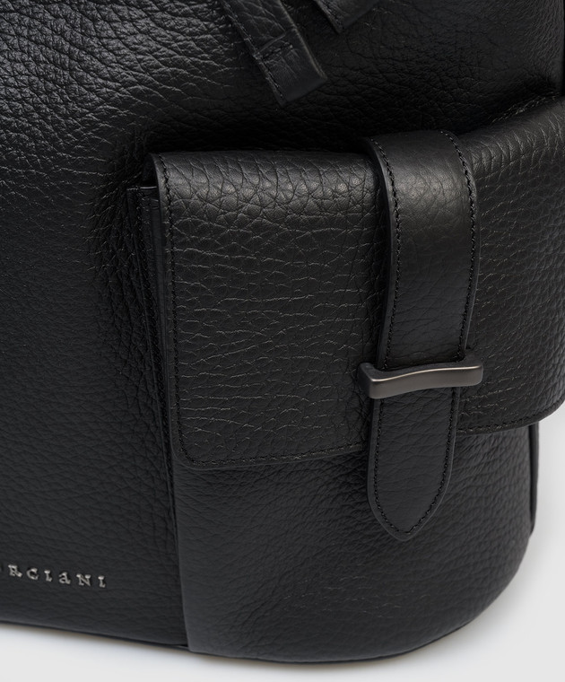 Orciani Чорний шкіряний рюкзак Jones з фактурним логотипом P00750SOF зображення 4