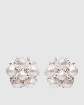 Madreperla Білі сережки з намистинами та кристалами 212239