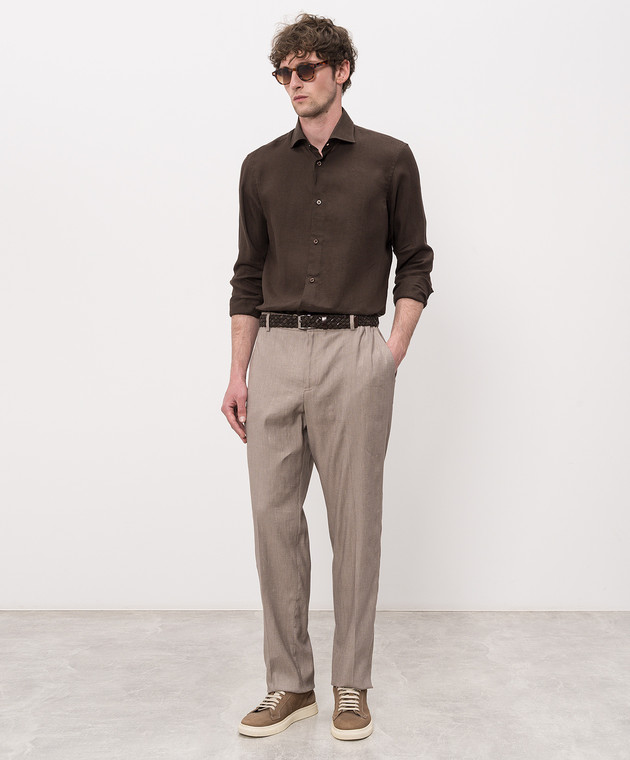 MooRER Бежеві штани ADAMSON з льоном ADAMSONFSW зображення 2