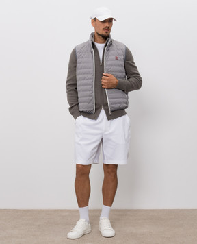 Brunello Cucinelli Серая спортивная куртка из кашемира с вышивкой эмблемы M2219206G