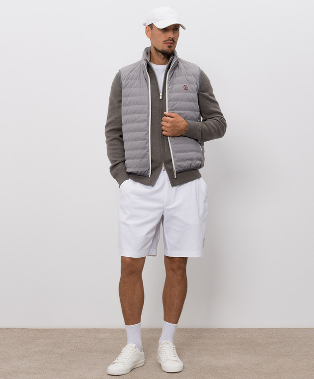 Brunello Cucinelli Серая спортивная куртка из кашемира с вышивкой эмблемы M2219206G изображение 2