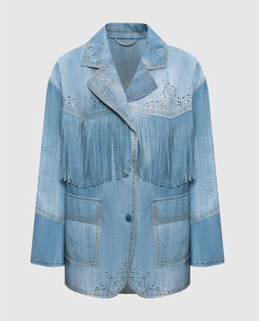 Ermanno Scervino Блакитна куртка з перфорацією та бахромою D487I312REMY