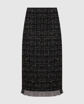 Twinset Черная твидовая юбка карандаш 262TP2084