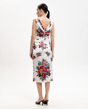 Dolce&Gabbana Белое платье в цветочный принт F612RTFSICE