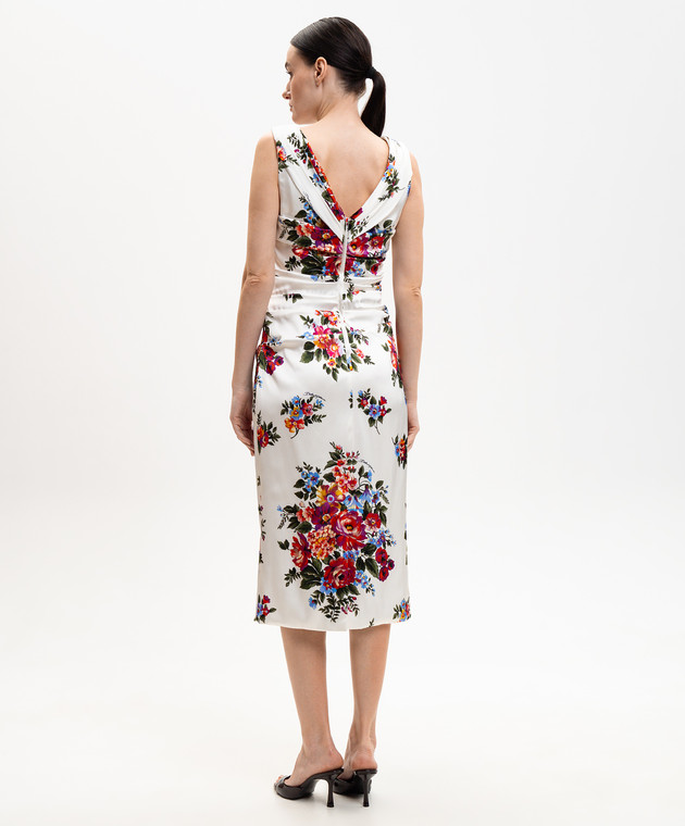 Dolce&Gabbana Біла сукня в квітковий принт F612RTFSICE зображення 3