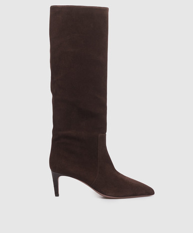 Коричневые замшевые сапоги Stiletto