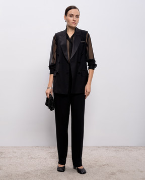 Peserico Чорний двобортний жилет з вовни E038505815A