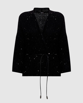 Peserico Черный кардиган с шерстью альпаки с пайетками E99728F03A09243