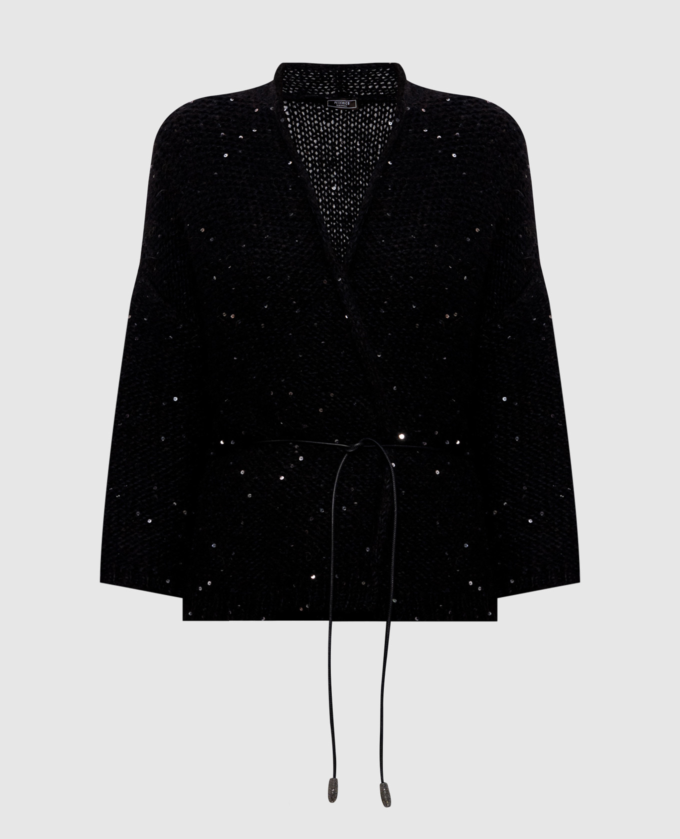 Черный кардиган с шерстью альпаки с пайетками