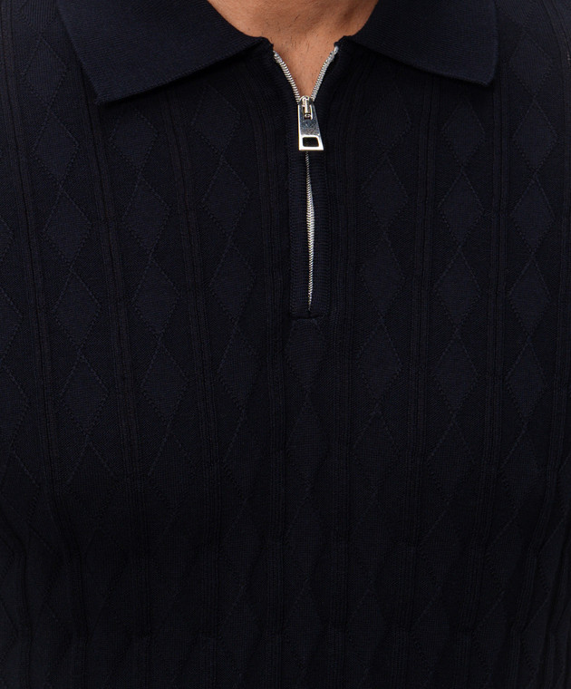 Cashmere&Whiskey Синее поло в фактурный узор M54268011 изображение 5