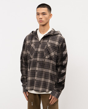 Off-White Сіра сорочка в клітинку з капюшоном OMGE031F25FAB001