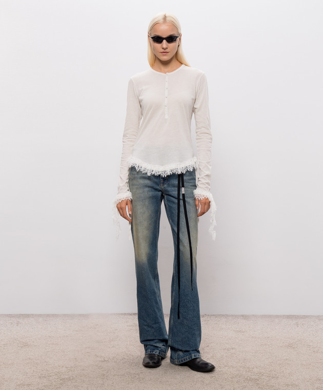 Ann Demeulemeester Белый лонгслив с рюшами B0014684FA206 изображение 2