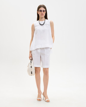 Peserico Білий топ з льону з ланцюжком моніль S0819602647