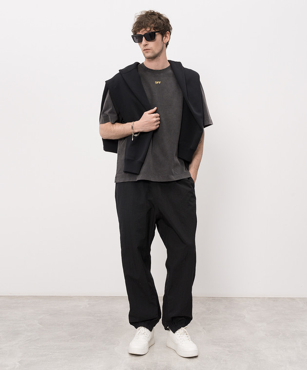 Off-White Сіра футболка з принтом Fallen Caravaggio 44MAA120S26J00B зображення 2