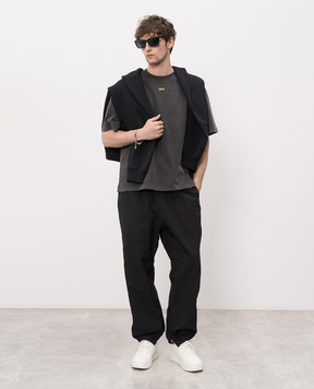 Off-White Серая футболка с принтом Fallen Caravaggio 44MAA120S26J00B