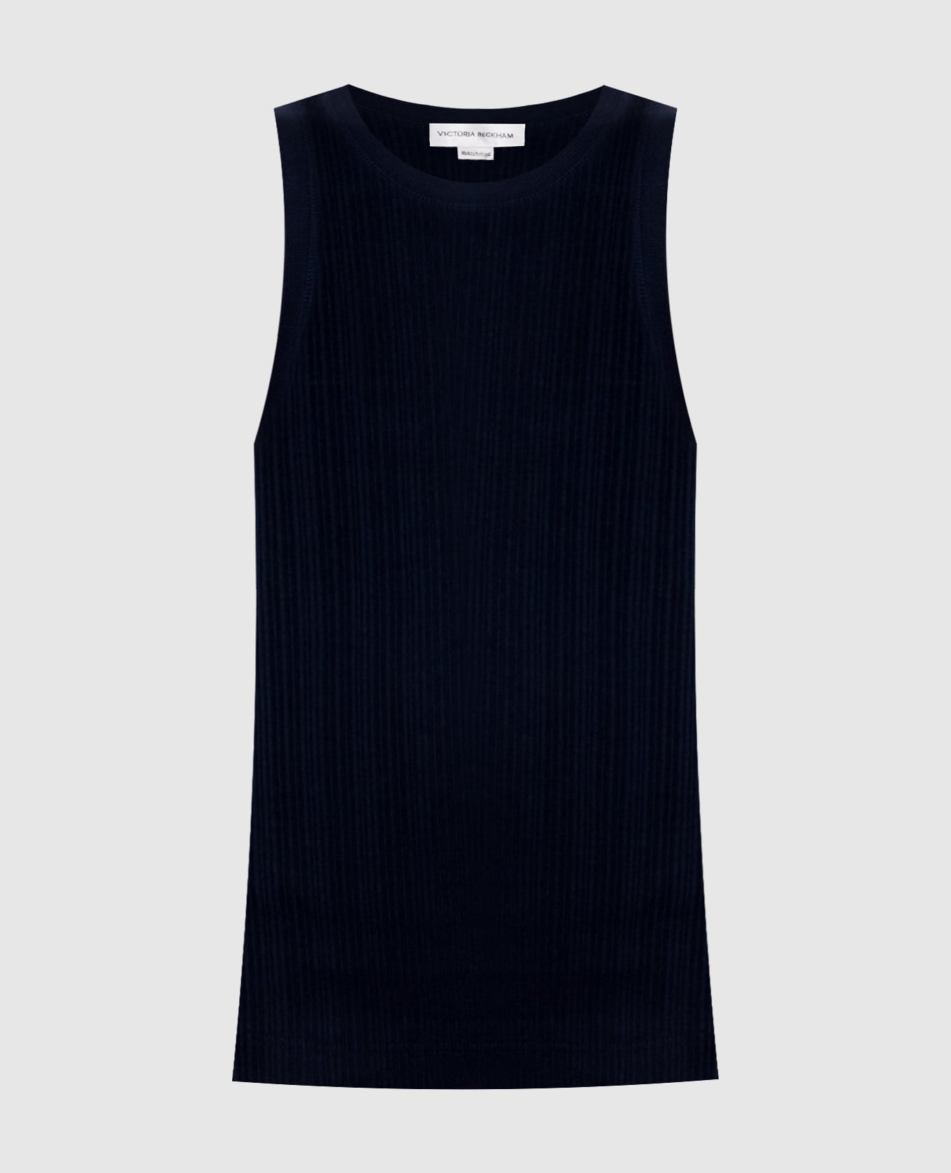 Синий топ в рубчик с монограммой