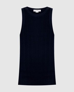 Victoria Beckham Синій топ в рубчик з монограмою 1126JTP007081A