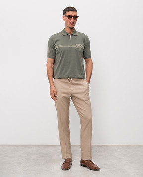 Stefano Ricci Зелене поло з шовком з нашивкою логотипа K818119P31F26285