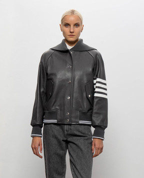 Thom Browne Серая кожаная куртка FOR133XL0149
