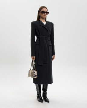 Khaite Серое пальто на запах Jelson из шерсти 7139547