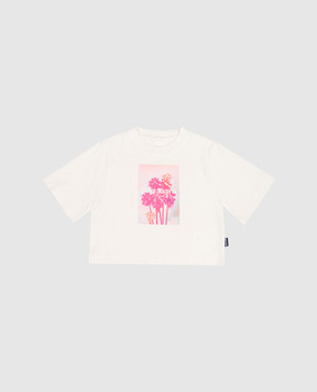 Palm Angels Дитяча футболка кольору айворі з принтом PGAA004S26JER002