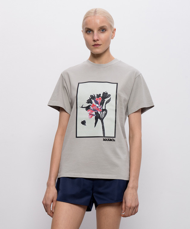 Max & Co Серая футболка Gnuno с принтом MCOOGNUNO изображение 3