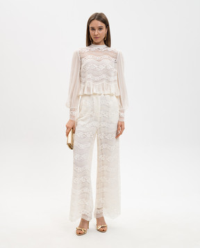 Twinset Блуза кольору айворі з мережива 261TP2782