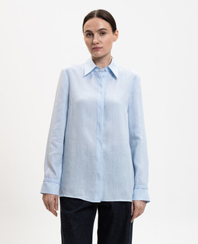 Gabriela Hearst Голубая рубашка Cruz из льна X001178LA003