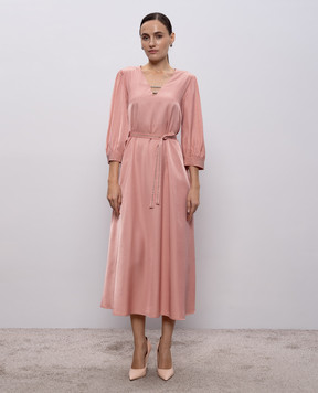 Peserico Рожева сукня міді з ланцюжком моніль E02265A06644