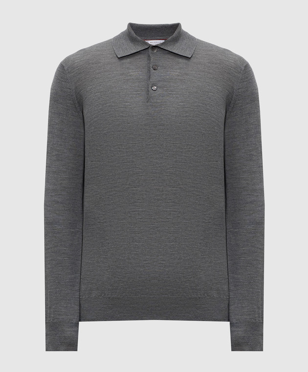 Brunello Cucinelli Серое поло из кашемира и шерсти M2400295