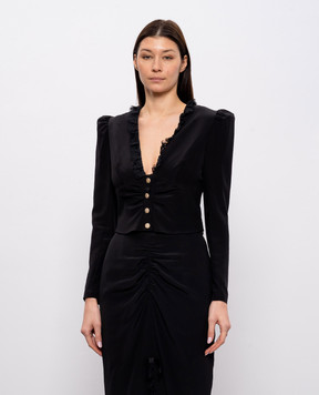 Alessandra Rich Черная блузка из шелка в узор FABX4284F3057