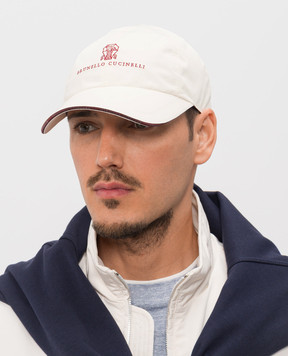 Brunello Cucinelli Кепка цвета айвори с вышивкой логотипа MM4799859