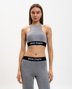 Palm Angels s Сірий топ в паєтки з логотипом PWHT001G23KNI001