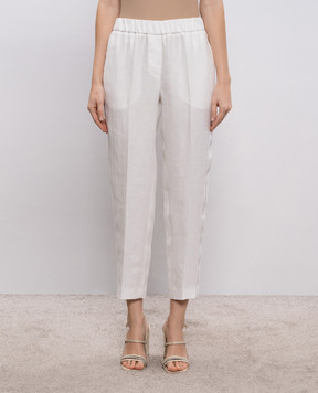 Peserico Білі штани з льону з ланцюжком моніль A0407202606