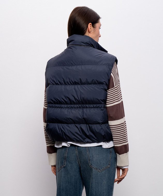 Brunello Cucinelli Синій пуховий жилет з ланцюжком моніль MD5987612P зображення 4