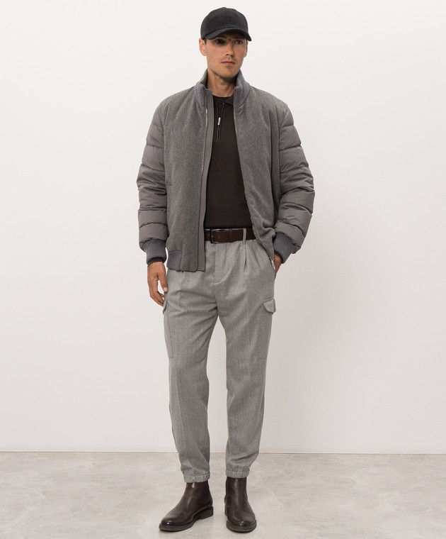 Bertolo Cashmere Коричневое поло из шелка и шерсти на молнии 90263600258758 изображение 2