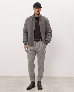 Bertolo Cashmere Коричневое поло из шелка и шерсти на молнии 90263600258758
