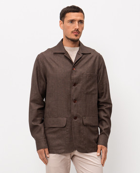 Stefano Ricci Коричнева сорочка з льону, вовни і шовку SP008138B127HA