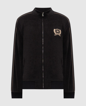 Dolce&Gabbana Черная махровая спортивная куртка G9CCDZHU7XG