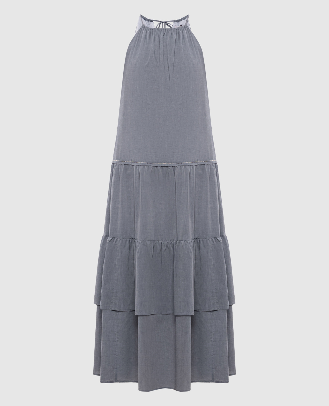 

Серое платье макси с оборками, Серый, Повседневные платья