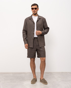 Canali Коричневі шорти з льону AE05958U95606