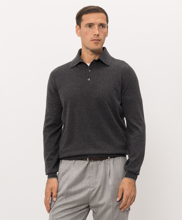 Brunello Cucinelli Серое поло из кашемира M2200295 изображение 3