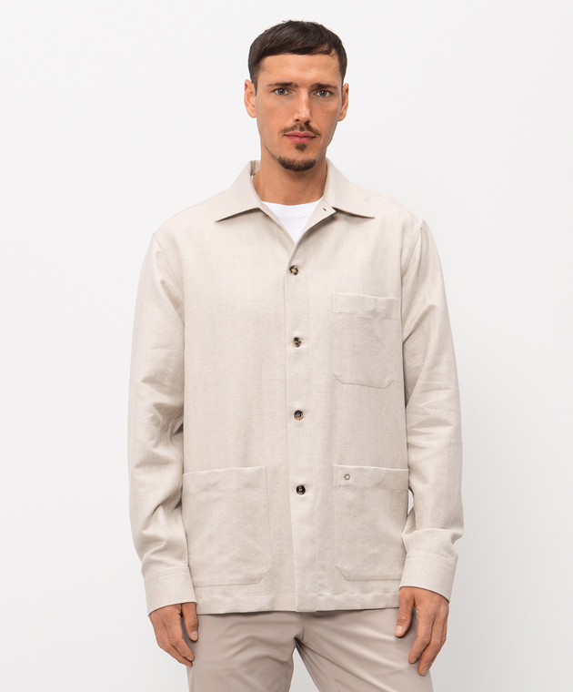 Stefano Ricci Бежевая рубашка с льном SP008188VT0001 изображение 3